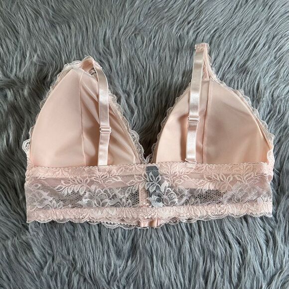Pure Beauty By Rene Rofe Bralette Womens Size XL Pink Floral Lace Wirefree Bra - Picture 5 of 7